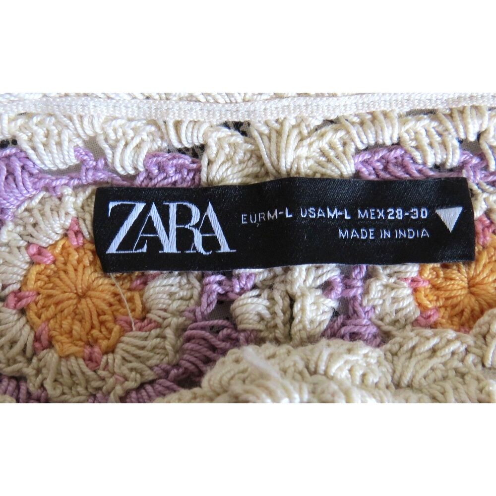 Zara Women's Floral Crochet Tank Top Multicolor Festival  Medium  EUC - Picture 5 of 5